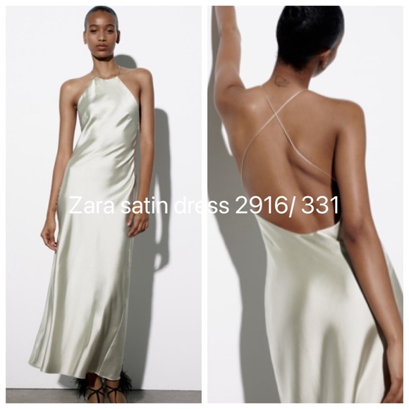 Zara Dresses & Skirts - Zara Midi Satin Camisole Slip Dress Grey Green Womens Size M 2916/331 New Pulls